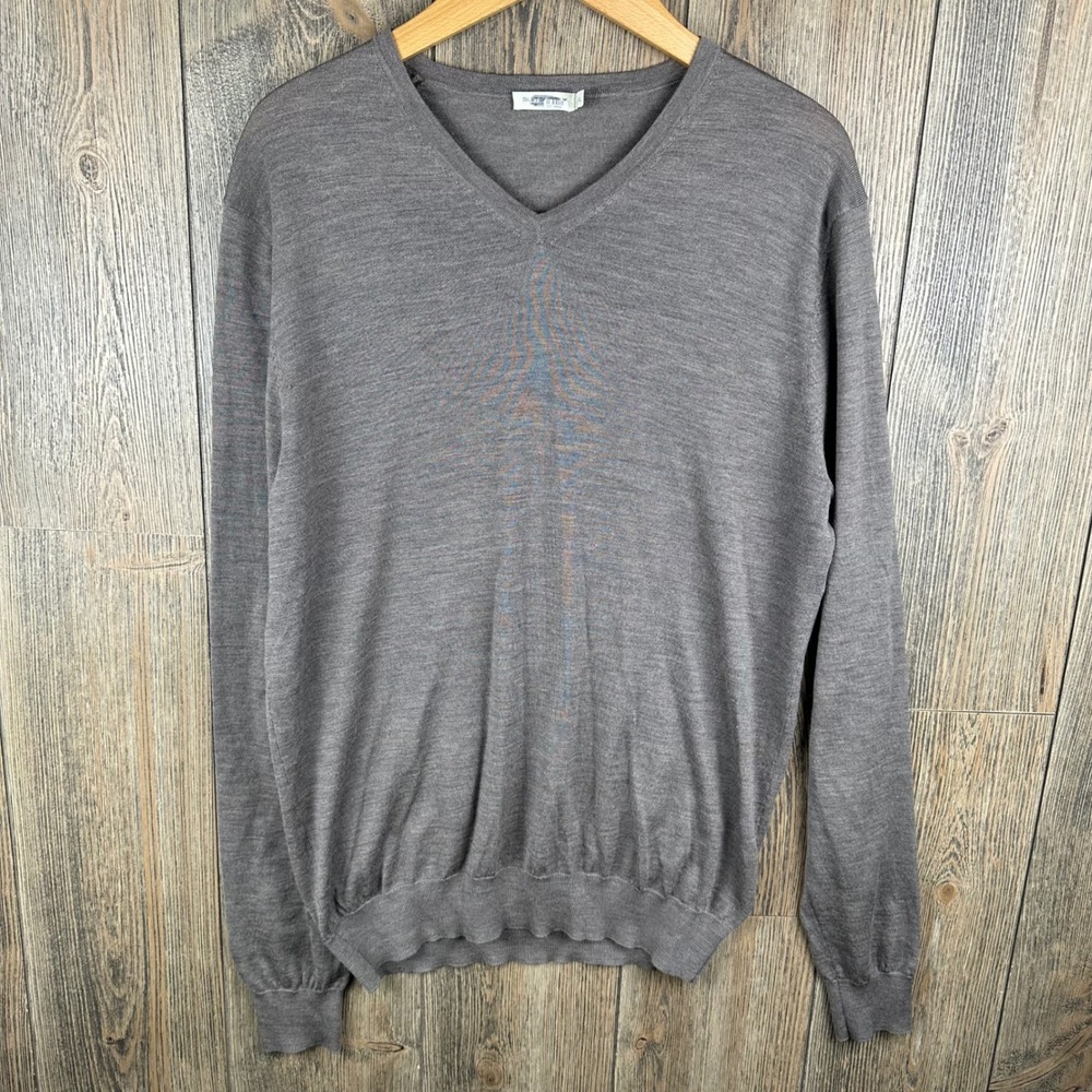 Suitsupply V-Neck Merino Wool Sweater Mens XL Brown Long Sleeve Pullover